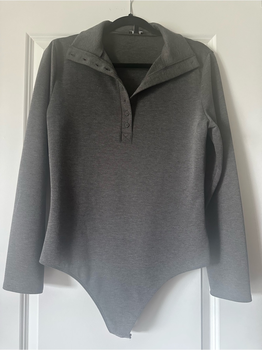 Express Gray Long-Sleeve Snap-Front Bodysuit